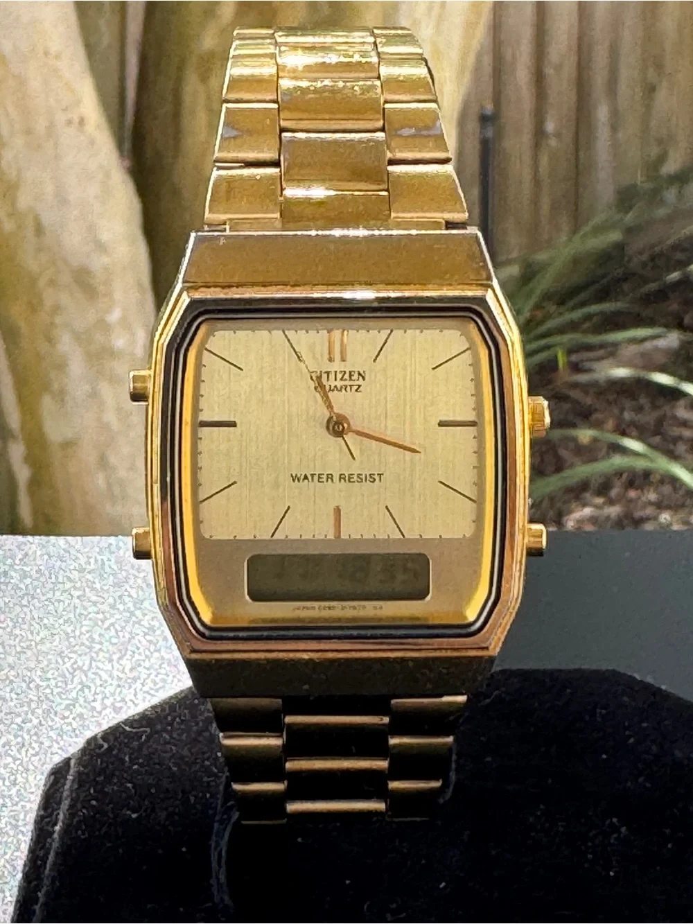 Citizen Quartz Vintage Analog-Digital LCD Gold Tone 31mm | Alarm Chrono Date
